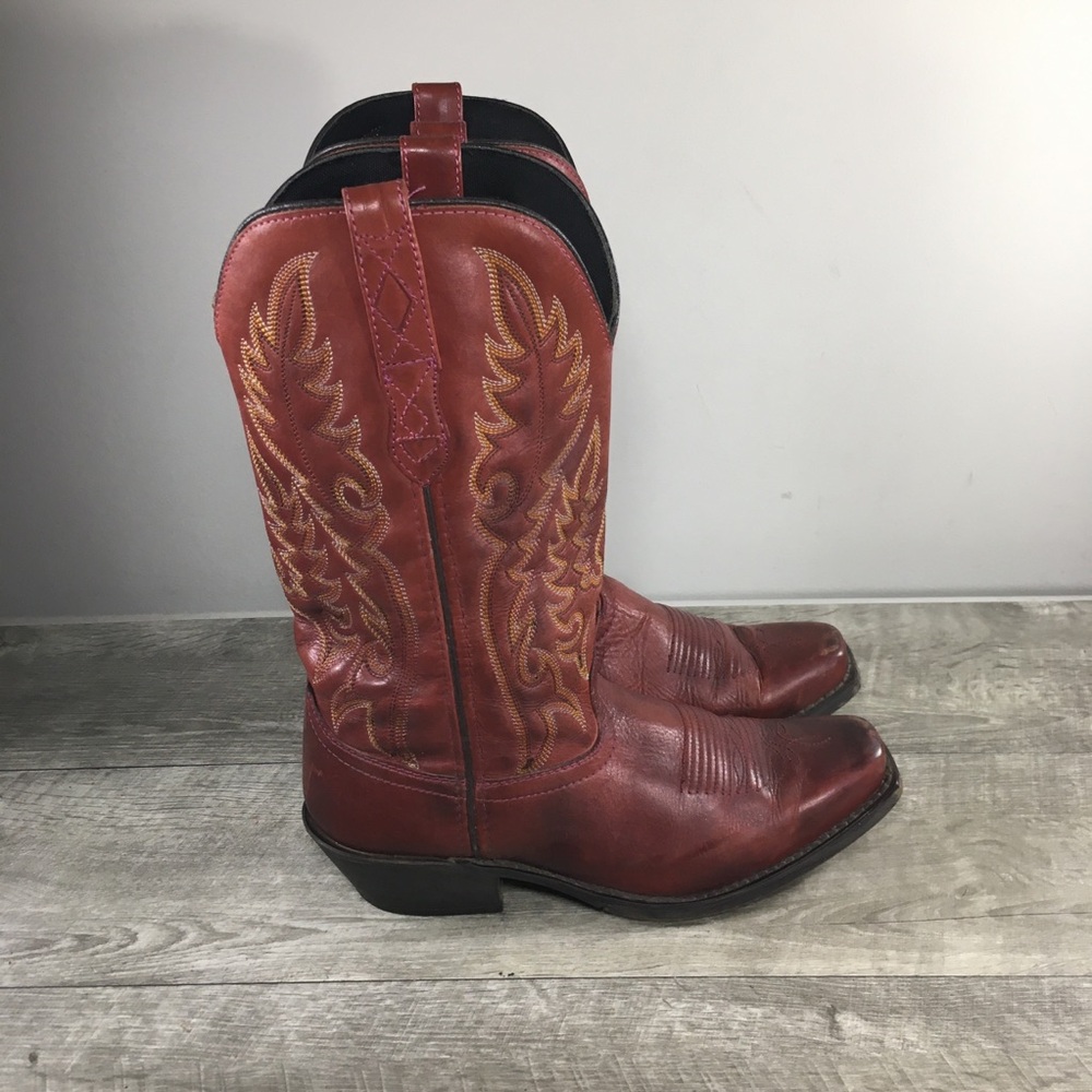 Laredo 51125 Madison Cowgirl Western Cowboy Red Leather Women’s Boots Size 8 M